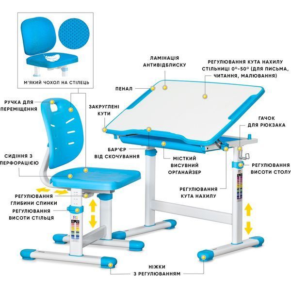 Комплект Evo-kids (стіл+крісло) Evo-06 Plus BL Evo-06 Plus BL фото