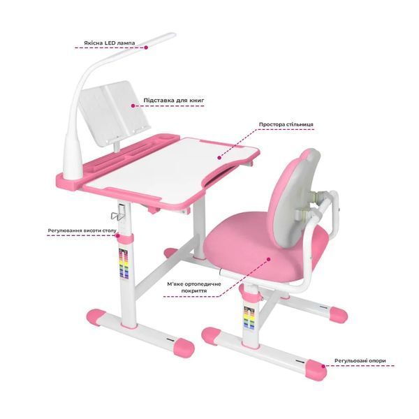 Комплект дитячих меблів FunDesk Vivo Pink 00034008 фото
