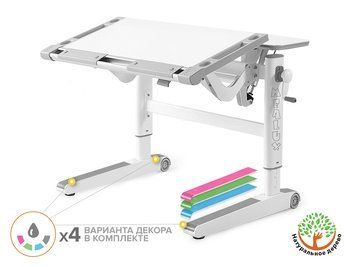 Дитячий стіл Mealux Ergowood L Multicolor W - стільниця біла / накладки на ніжках сірі BD-810 W/MC фото