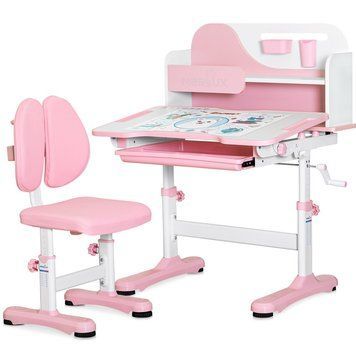 Комплект меблів (стіл + стільчик + полиця) Mealux Wave Pink BD-31 PN фото