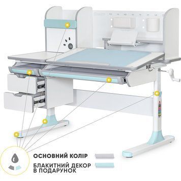 Дитячий стіл Mealux Hamilton Multicolor BD-680 W/G MC+BL з полицею BD-680 W/G MC+BL з полицею фото