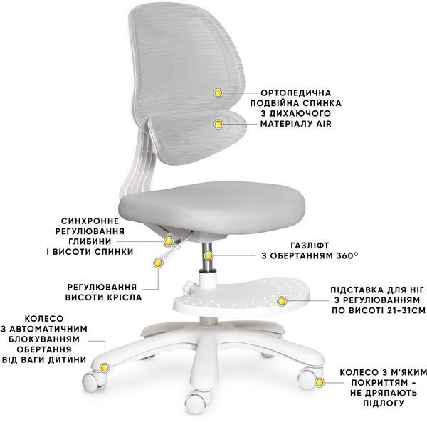Дитяче крісло Evo-Kids Sirius Air Grey Y-605 G фото