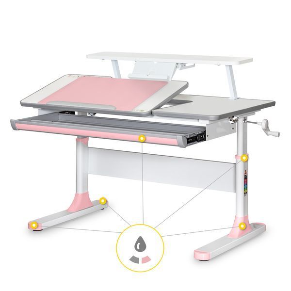Дитячий стіл Mealux Vancouver Multicolor PN з полицею S50 Pink BD-620 W/G MC+ PN+ S50 фото