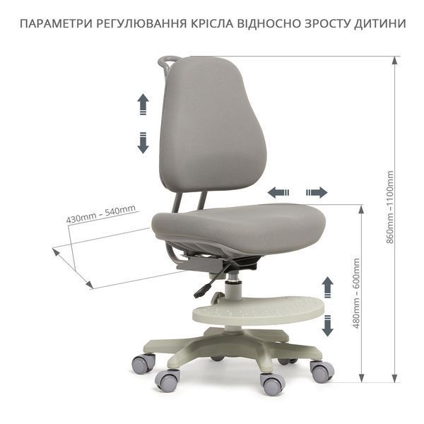 Комплект для підлітка парта Fundesk Fiore II Grey + крісло ортопедичне Cubby Paeonia Grey 1645005941 фото
