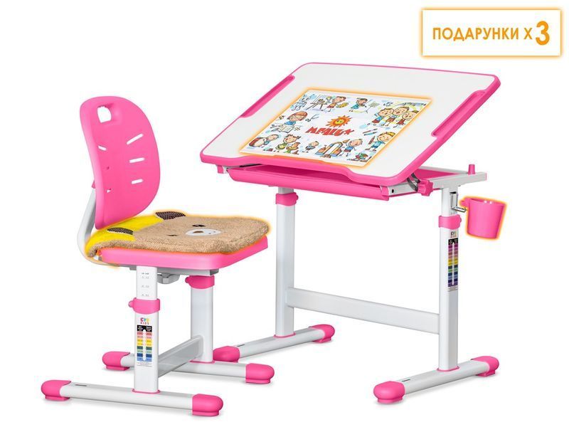 Комплект парта і стілець Evo-kids Evo-06 Ergo Pink Evo-06 Ergo PN фото