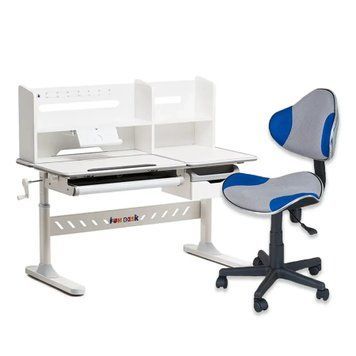 Парта-трансформер Fundesk Fiore II Grey + стілець FunDesk LST3 Blue-Grey 2508765 фото