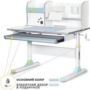 Дитячий стіл Mealux Edmonton Multicolor з полицею BD-610 W/MC + BL BD-610 W/МС + BL з полицею фото