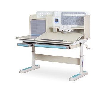 Дитячий стіл Mealux Winnipeg Multicolor MG + BL стільниця береза/ніжки білі, накладки сірі та блакитні BD-630 MG + BL Multicolor фото
