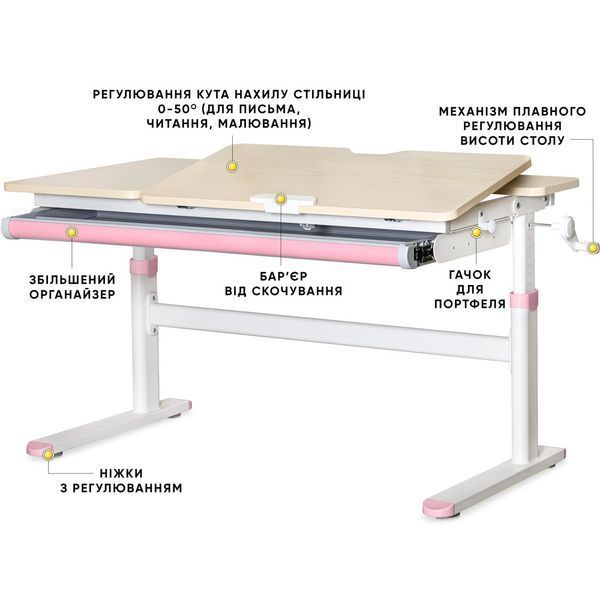 Дитячий стіл Evo-kids TH-360 Lite Pink (арт. TH-360 TG/PN Lite)  TH-360 TG/PN Lite фото