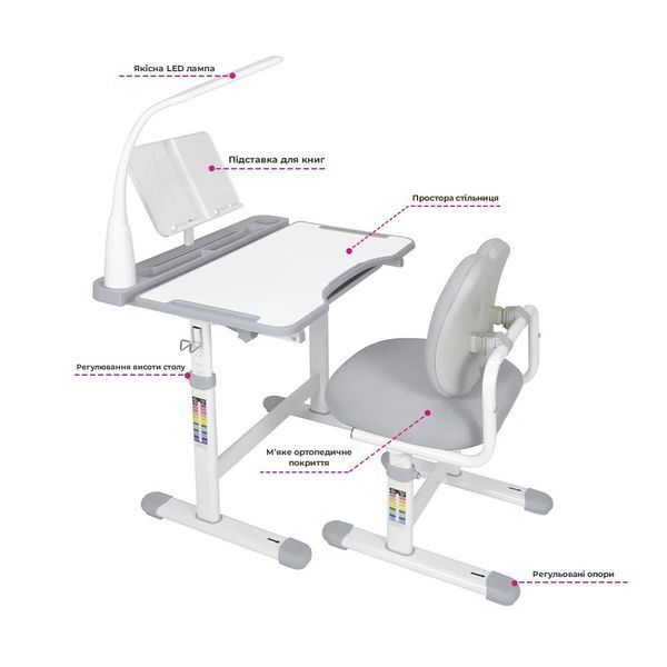 Комплект дитячих меблів FunDesk Vivo Grey 0034007 фото